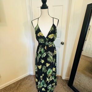 Floral Black Tropical Maxi Dress